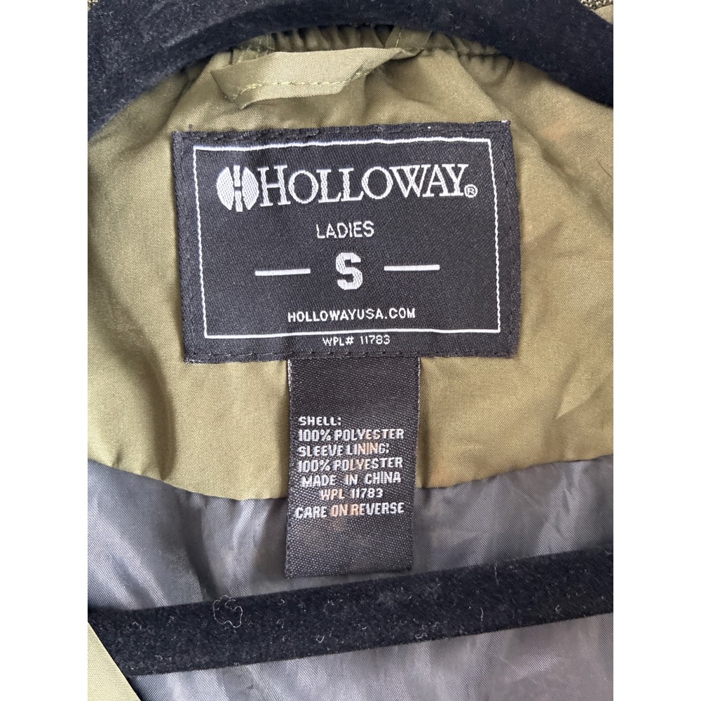 Holloway Womens Olive Green Bomber Jacket Coat Knit Hem Arm Pouch 229732 Small - Picture 4 of 16